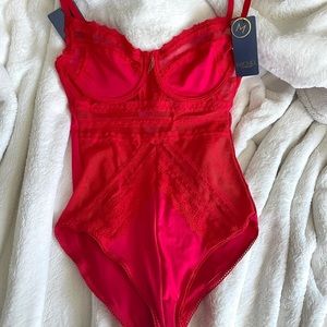 Red Rachel Roy lace bodysuit (never worn- new with tags)